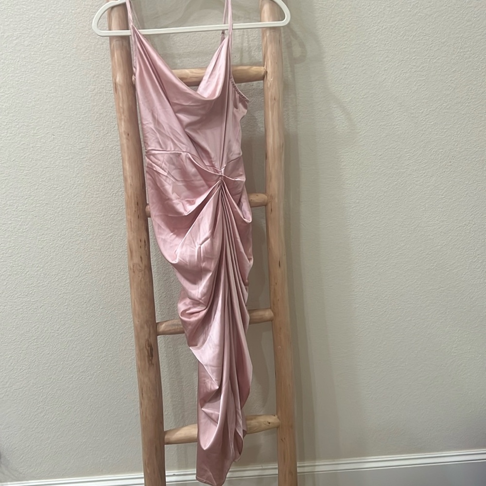 Baby pink satin dress